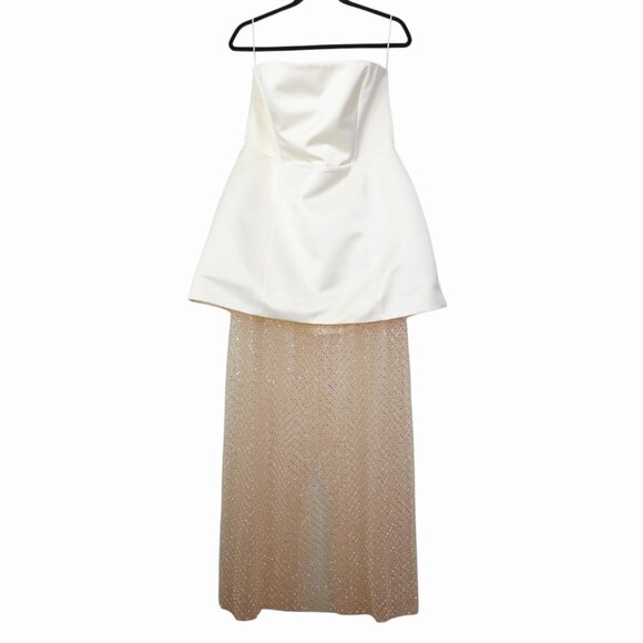 Delfi Collective Gemma Maxi Dress Ivory Strapless Netted Beaded Sequin Size XL - Picture 4 of 16